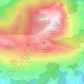 Carte topographique Xoxote, altitude, relief