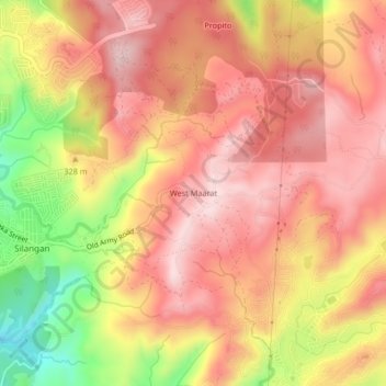 Carte topographique West Maarat, altitude, relief