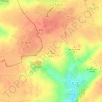 Carte topographique Le Lièvre Mort, altitude, relief