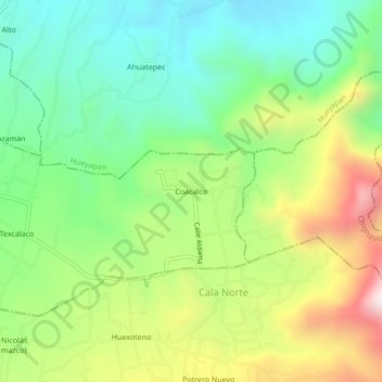 Carte topographique Coacalco, altitude, relief
