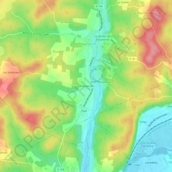Carte topographique Boissonnie, altitude, relief