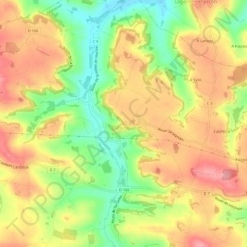 Carte topographique A Doat, altitude, relief