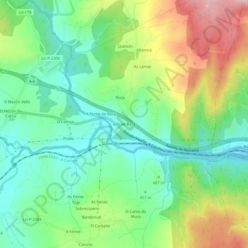 Carte topographique Alto de Roca, altitude, relief