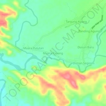 Carte topographique Muara Payang, altitude, relief