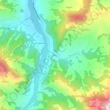 Carte topographique Biana, altitude, relief