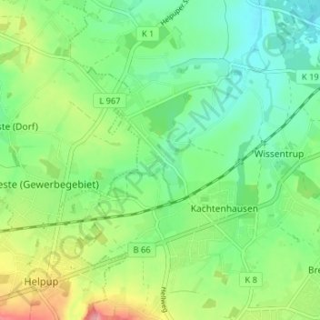 Carte topographique Ehlenbruch, altitude, relief