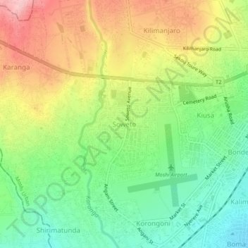 Carte topographique Soweto, altitude, relief