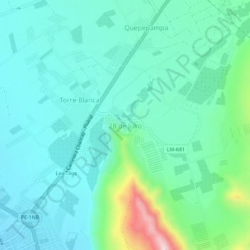 Carte topographique 28 de Julio, altitude, relief