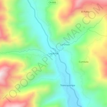 Carte topographique Las Piñas, altitude, relief
