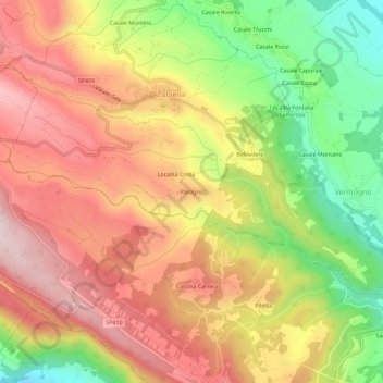 Carte topographique Parogno, altitude, relief