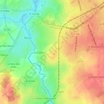Carte topographique Les Emblées, altitude, relief