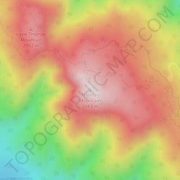 Carte topographique Thomas Mountain, altitude, relief