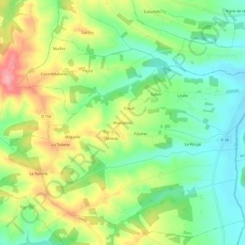 Carte topographique Montalivet, altitude, relief