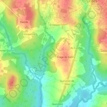 Carte topographique Pedrouzo, altitude, relief