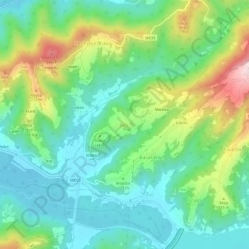 Carte topographique Senj, altitude, relief