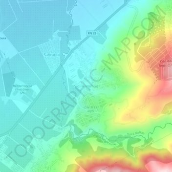 Carte topographique Sidi Hammed, altitude, relief