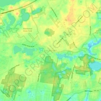 Carte topographique East Harwich, altitude, relief