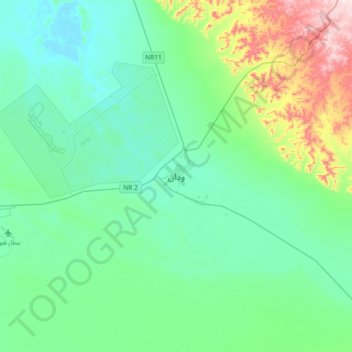 Carte topographique Waddan, altitude, relief