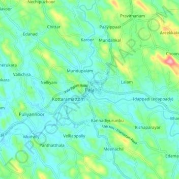 Carte topographique Pala, altitude, relief