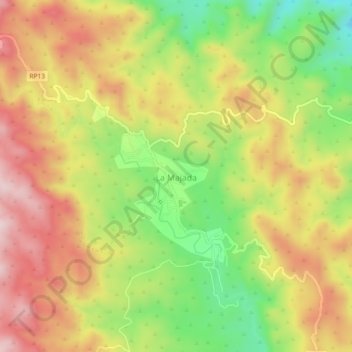 Carte topographique La Majada, altitude, relief