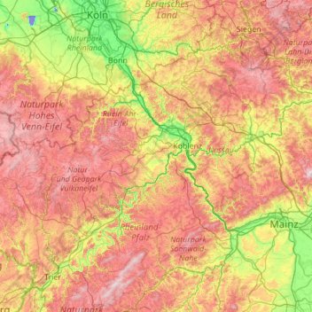 Carte topographique Mayen-Koblenz, altitude, relief