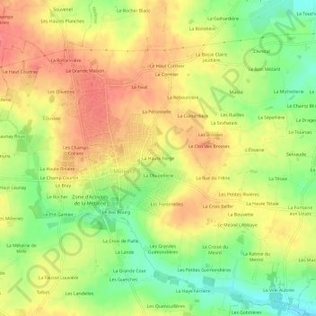 Carte topographique La Haute Forge, altitude, relief
