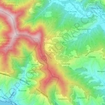 Carte topographique Villa Oneto, altitude, relief