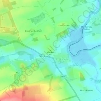 Carte topographique Blue Bell Hill, altitude, relief