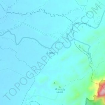Carte topographique Lantang, altitude, relief