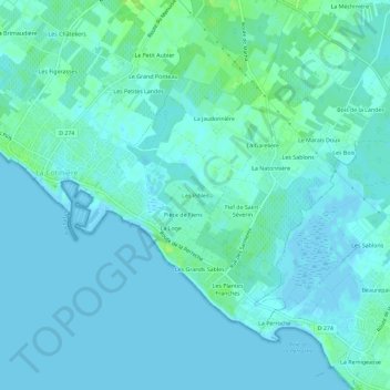 Carte topographique Les Pibles, altitude, relief