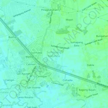 Carte topographique Sumapang Matanda, altitude, relief