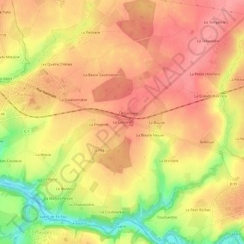 Carte topographique La Colonne, altitude, relief
