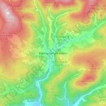 Carte topographique Kleinschmalkalden, altitude, relief