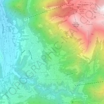 Carte topographique Concenedo, altitude, relief