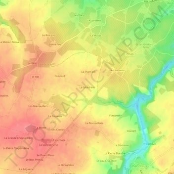 Carte topographique La Gilardière, altitude, relief