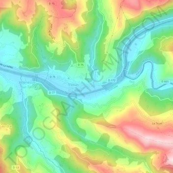 Carte topographique Les Orts, altitude, relief