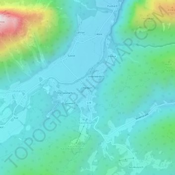 Carte topographique Weidach, altitude, relief