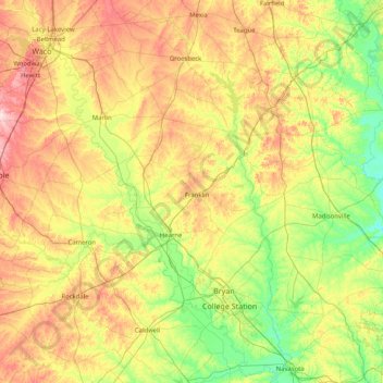 Carte topographique Robertson, altitude, relief