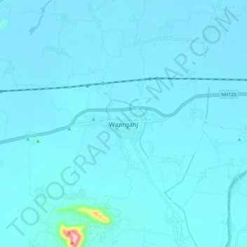 Carte topographique Wazirganj, altitude, relief