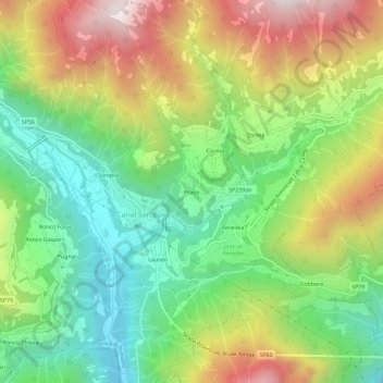 Carte topographique Prade, altitude, relief
