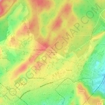 Carte topographique Les Planches, altitude, relief