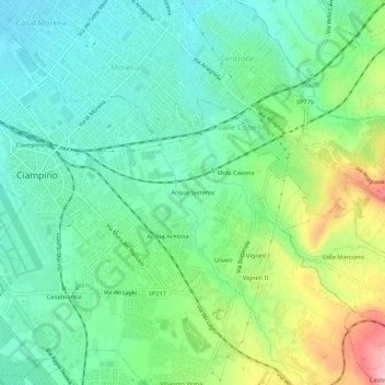 Carte topographique Acqua Sotterra, altitude, relief