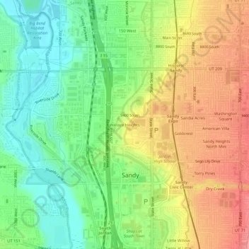 Carte topographique Wallace Heights, altitude, relief