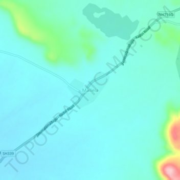 Carte topographique Mallela, altitude, relief