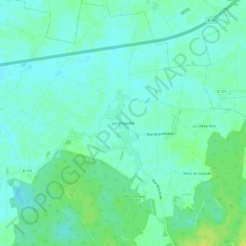 Carte topographique Les Chapelles, altitude, relief