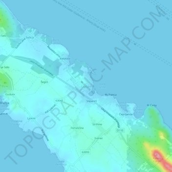 Carte topographique Ugliano, altitude, relief