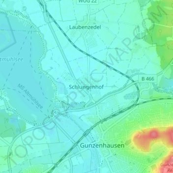 Carte topographique Schlungenhof, altitude, relief