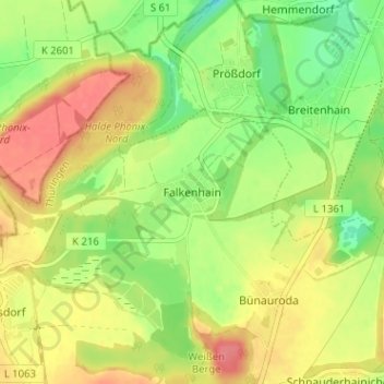 Carte topographique Falkenhain, altitude, relief