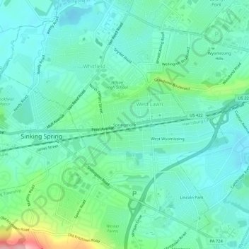 Carte topographique Springmont, altitude, relief