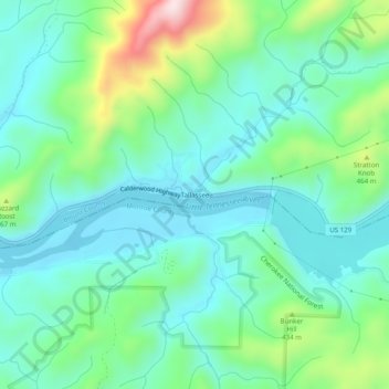 Carte topographique Tallassee, altitude, relief